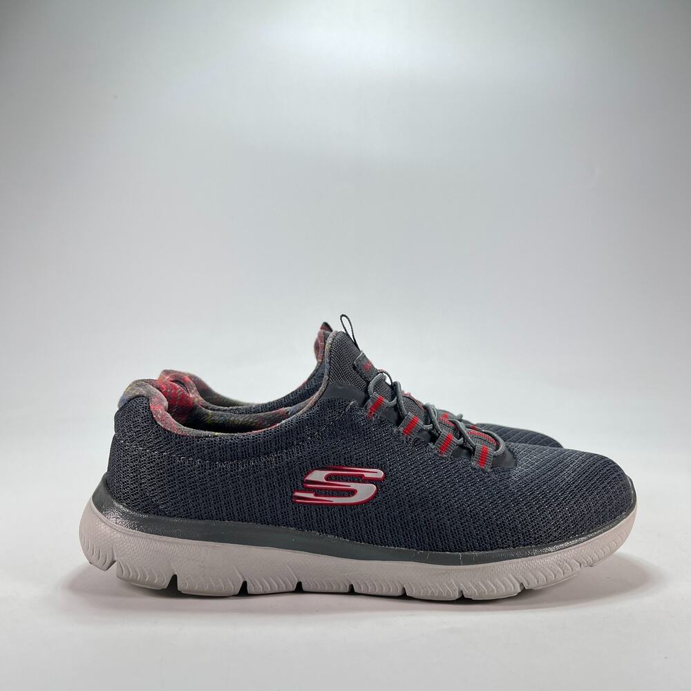 Skechers Summits Alpine View Charcoal Red Slip On Sneakers 149054W Women's Sz 6